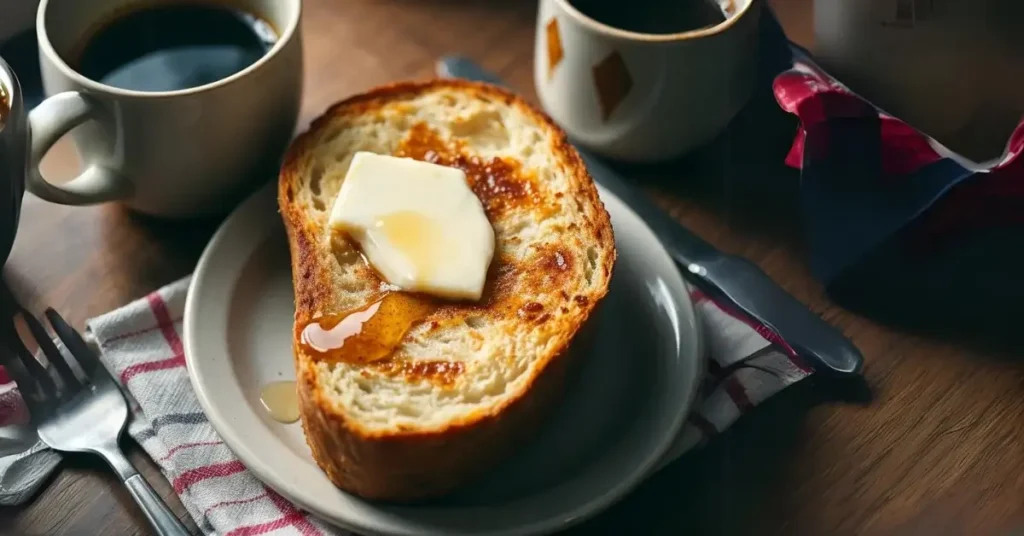 Sourdough toast with melted butter and honey