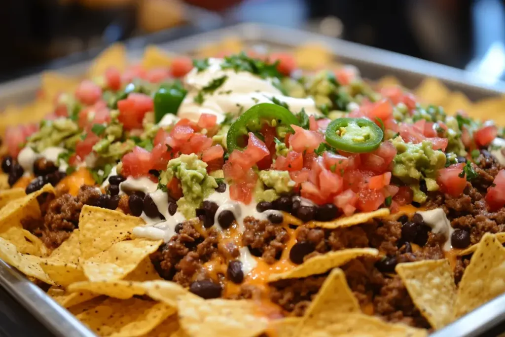 Ruffles loaded nachos with beef, cheese, and guacamole