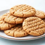 4 ingredient peanut butter cookies stacked on a plate